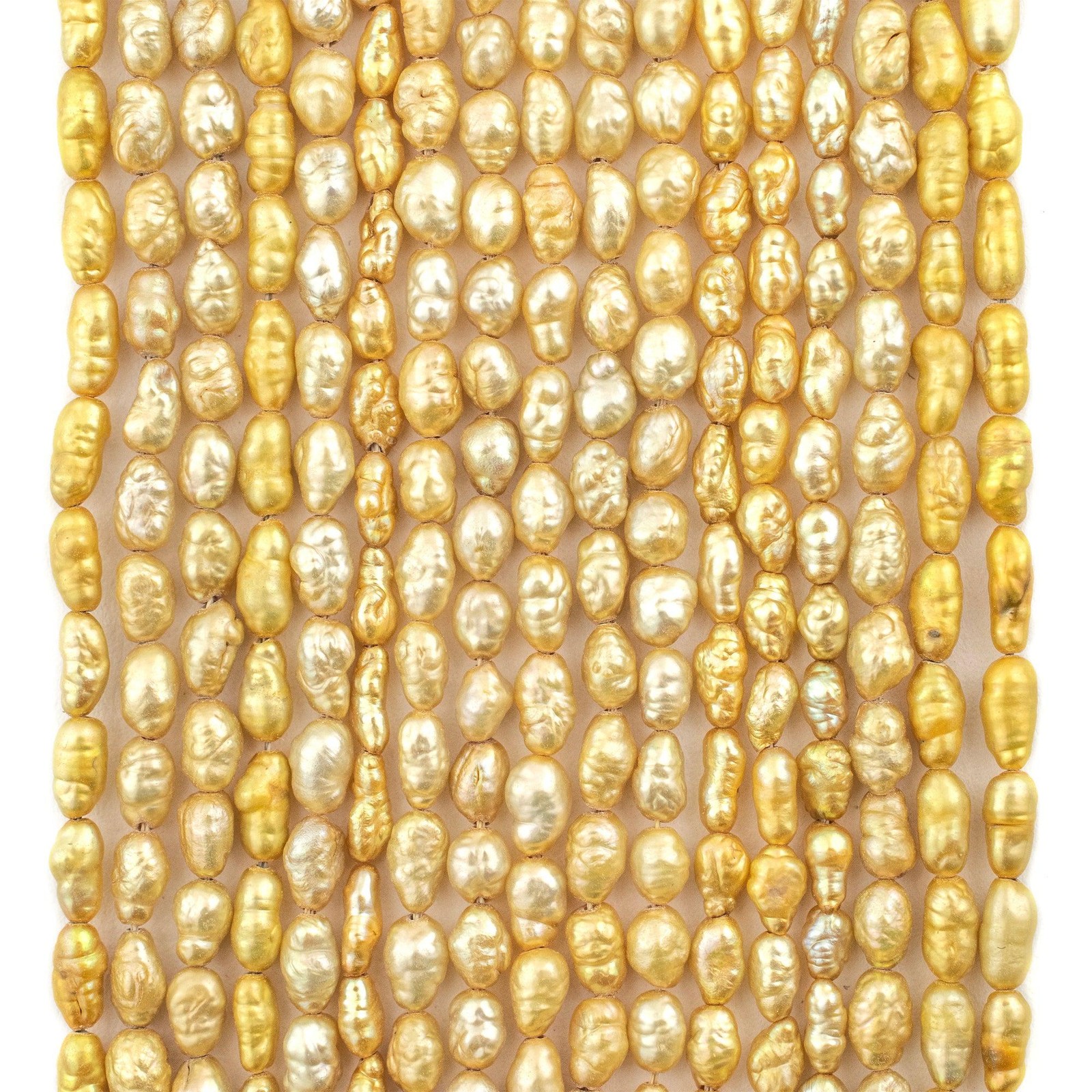 Gold Vintage Japanese Rice Pearl Beads 3mm Oval 16 Inch Strand