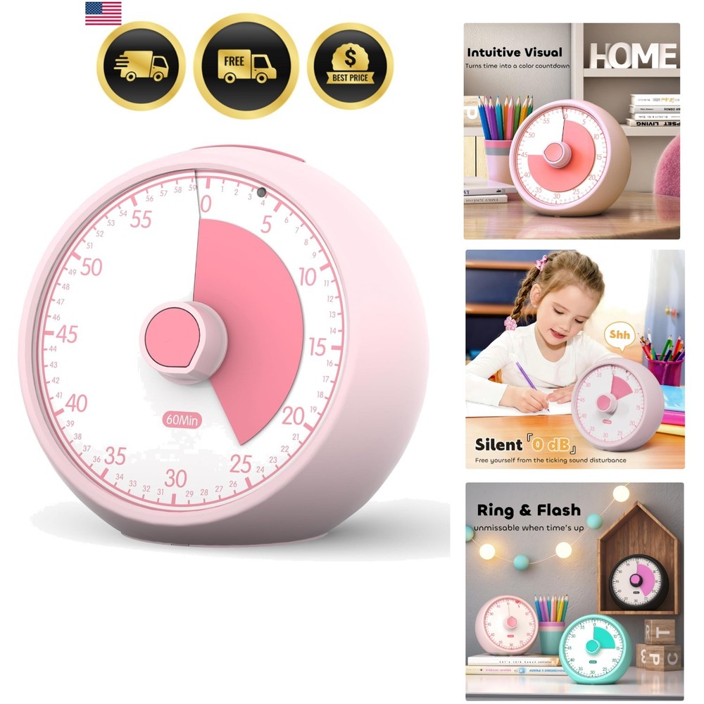 Visual Timer for Kids 60-Minute - Countdown Timer with Optional Alarm, Focus ...
