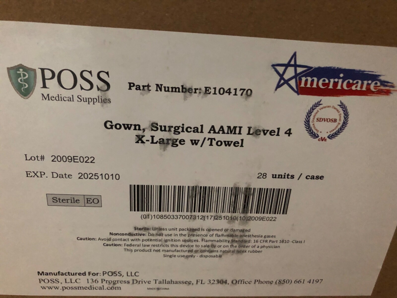 28 Units - Sterile Blue Surgical Gown Size XL AAMI Level 4 w/ Hand Towel 10/2025