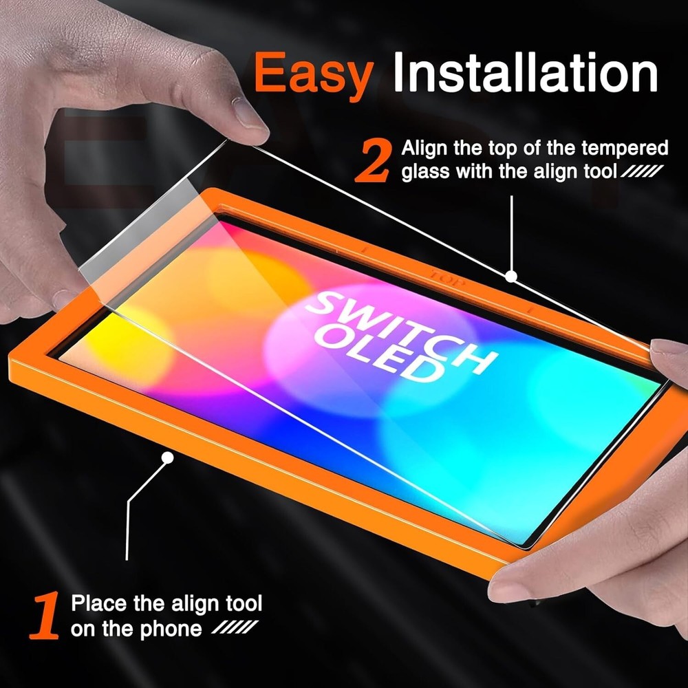 2-Pack Nintendo Switch OLED (2021)Tempered Glass Screen Protector,2 Joy con case