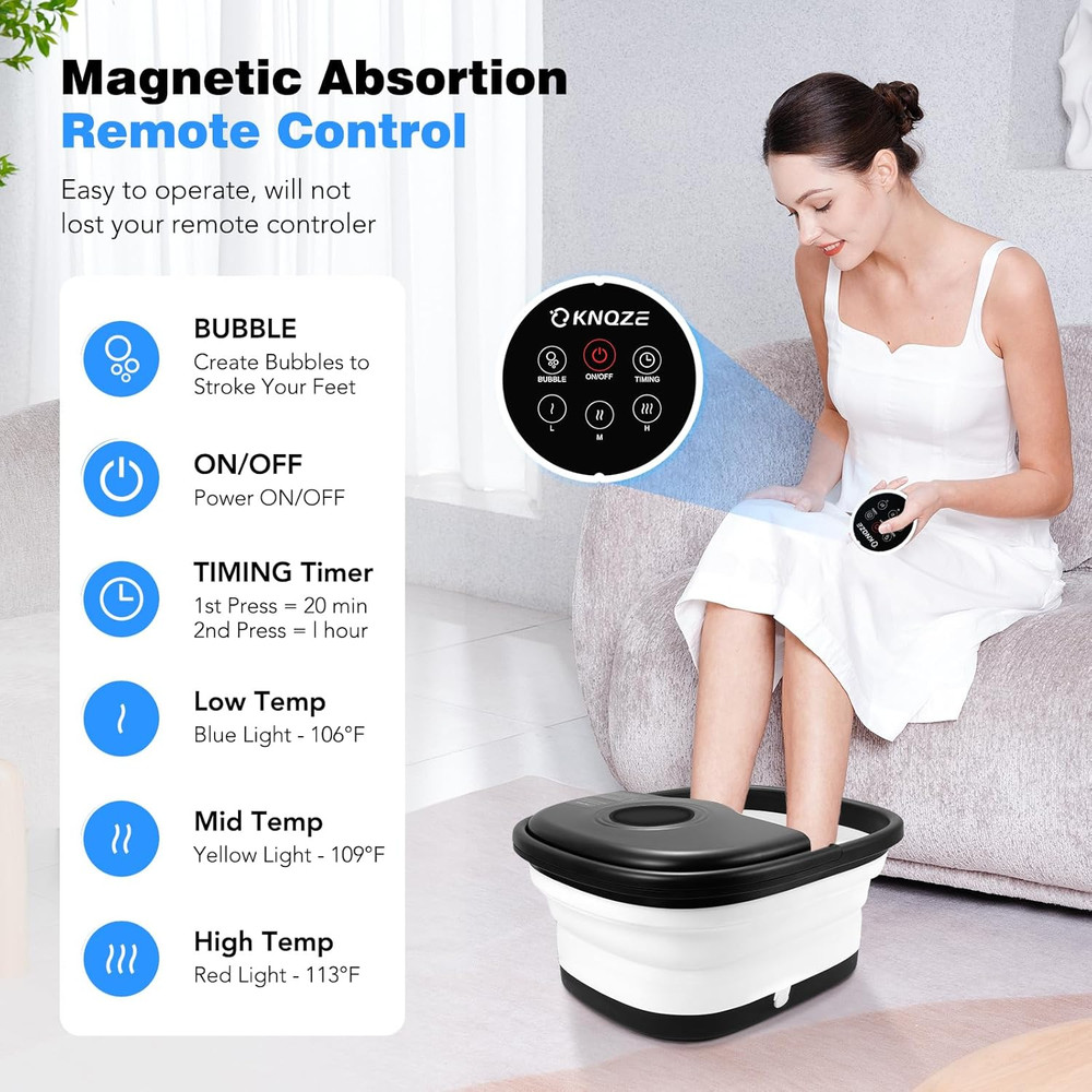 Collapsible Foot Spa Bath with Heat, Remote Control, Temperature Control, Bubble