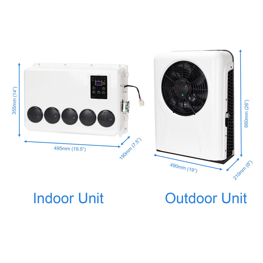 12000BTU 12V Truck Cab Air Conditioner Split AC for Semi Trucks Bus RV Caravan