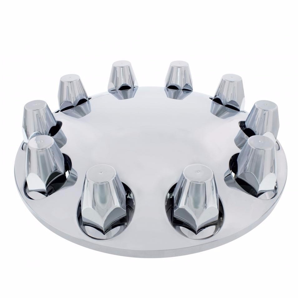 Moon Front ABS Axle Nut Cover Set - Chrome - 33 mm Thread On Nut Covers