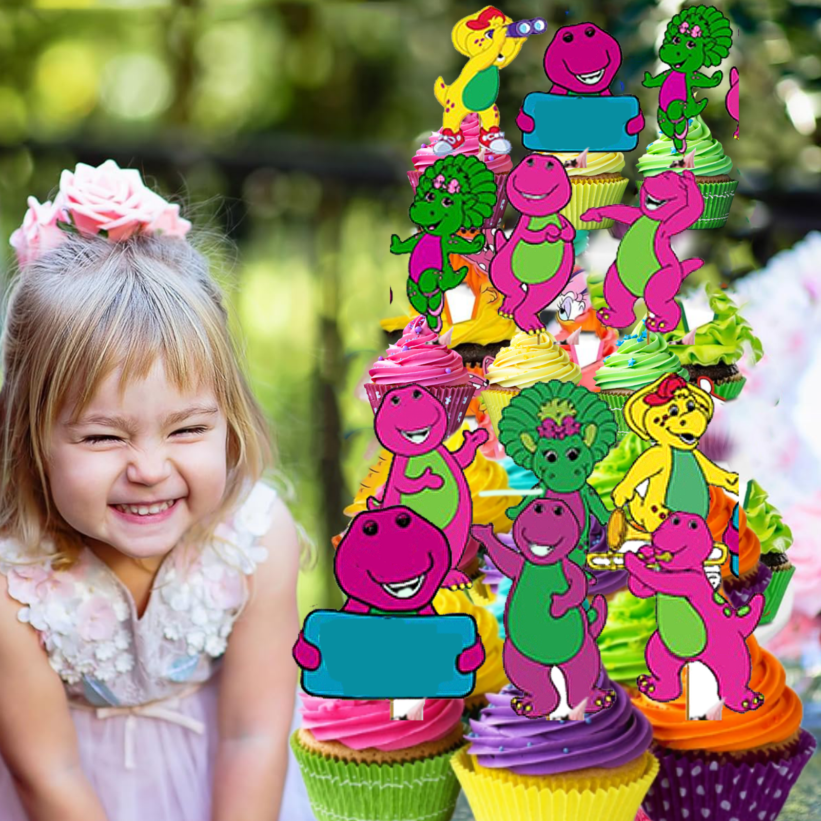 BARNEY cake birthday party decorations decor theme idea supplies BALLOON CUPCAKE