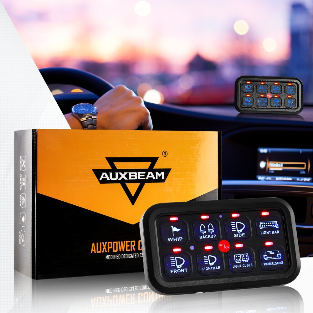 AUXBEAM 8 GANG LED SWITCH PANEL KIT AUTOMATIC DIMMABLE OFF ROAD LIGHT CONTROLLER
