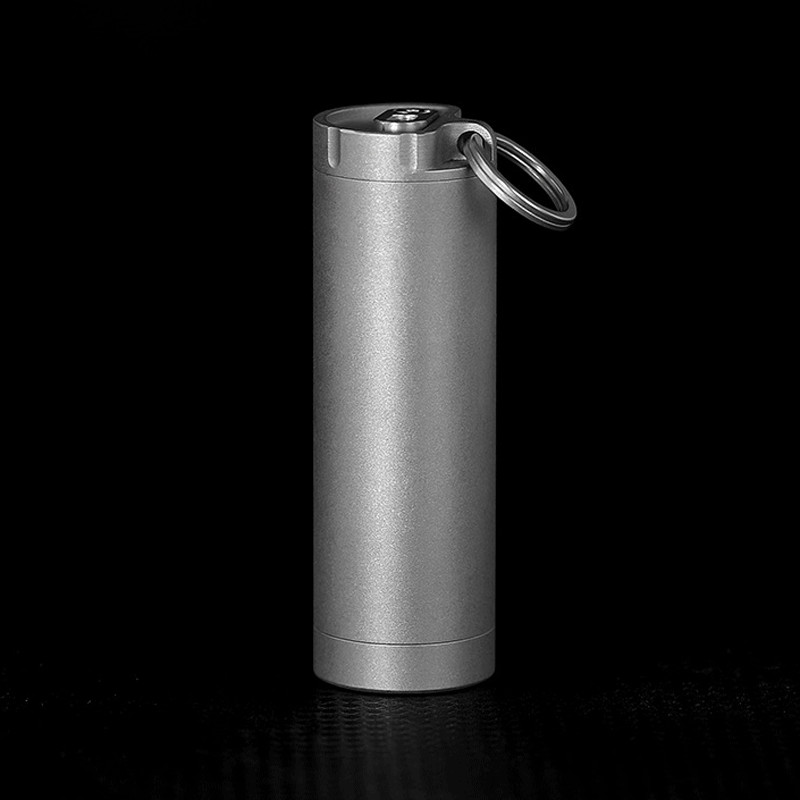 Waterproof Titanium Medication Pill Container Box Bottle Case Keychain Holder