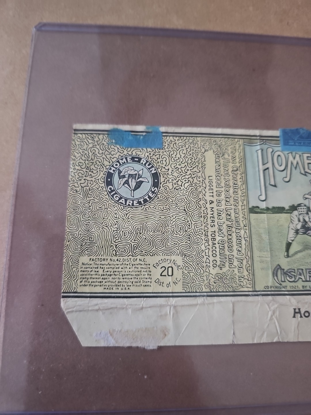 1940's Vintage "HOMERUN CIGARETTES" Empty Pack "Liggett & Myers - Baseball Theme