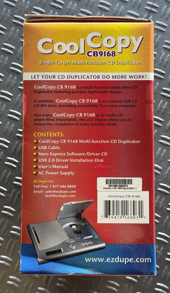 EZ Dupe Cool Copy CB-9168 CD Duplicator/ CD Audio Player/ External USB CD-RW