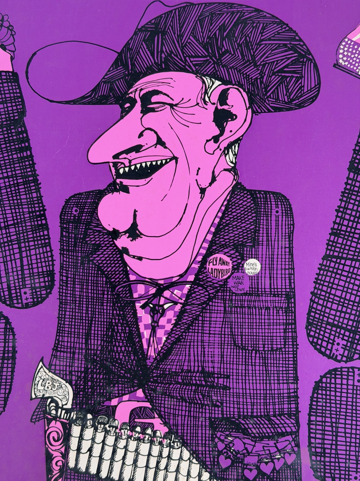 RARE 1967 Lyndon Johnson Jigjog Power Puppet Barry Elphick Ephmera Die-Cut