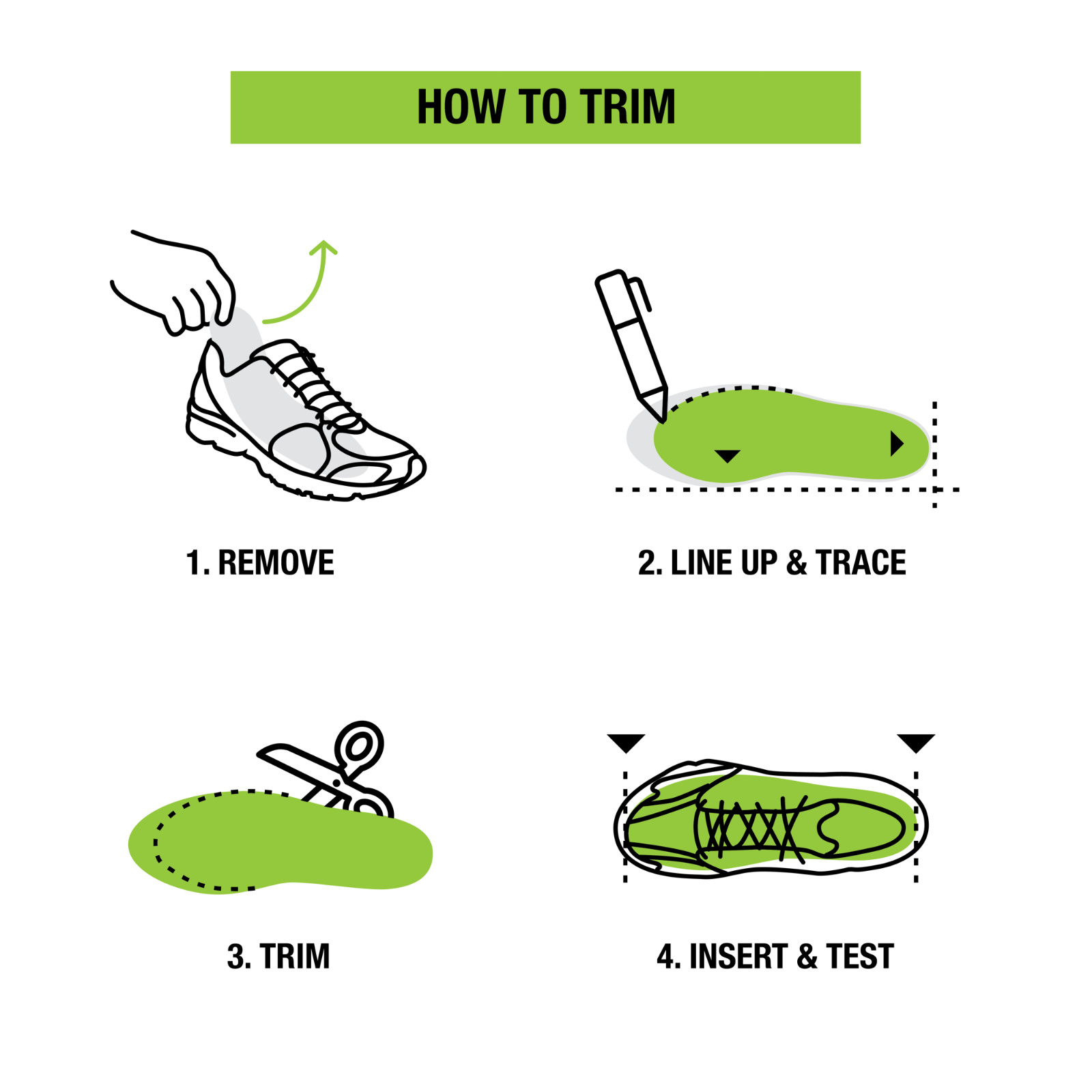 Superfeet Green Insoles, Professional-Grade High Arch Orthotic Insert