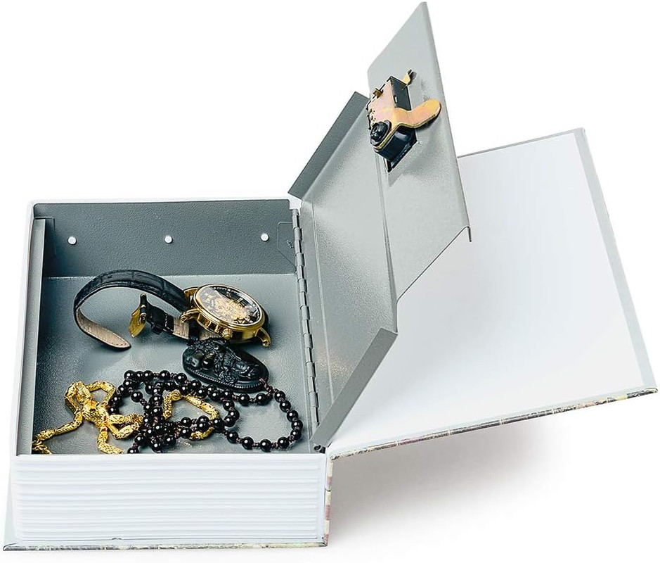 Book Safe Storage Box (9.5"×6"×2.2") with Security Key Lock - Hidden Safe