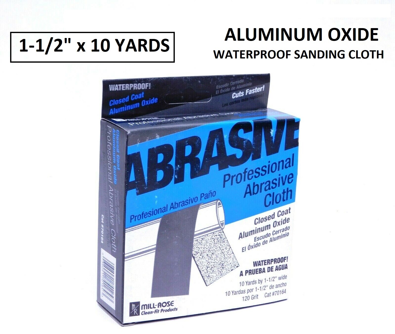 Abrasive Cloth 1-1/2" X 10 Yard Roll 120 Grit Sandpaper Flexible Waterproof (HR)