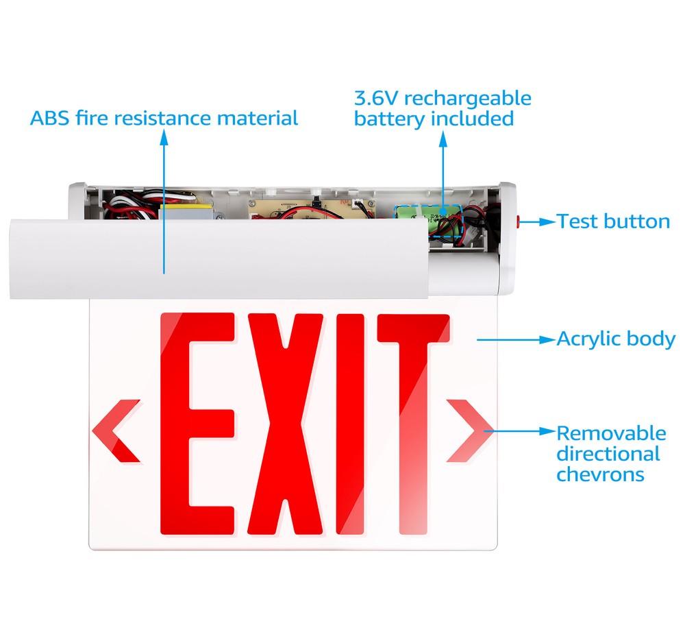 2-Pack LED Edge Lit Exit Sign, with Rotating Clear Panel, Single Acrylic Face
