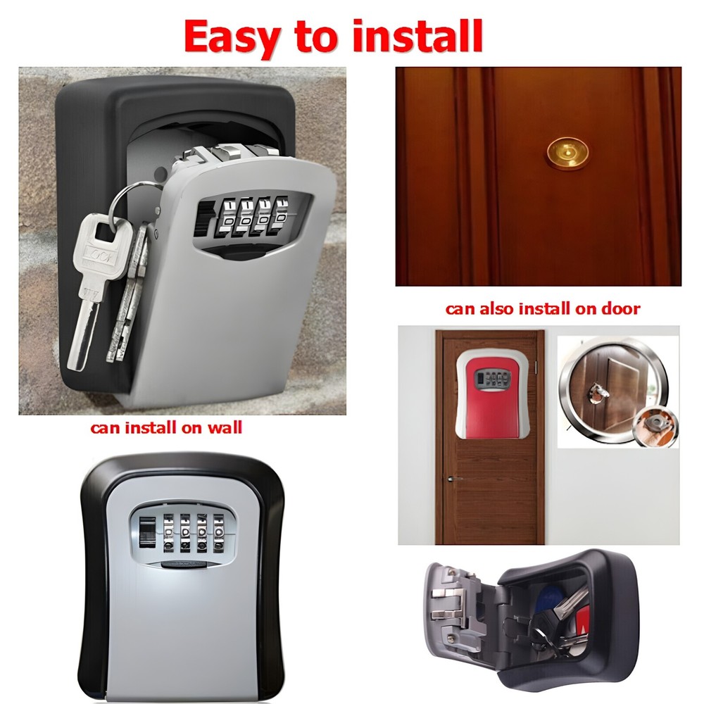 4 Digit Key Safe Lock Box Combination Wall Mount Security Storage Case Organizer