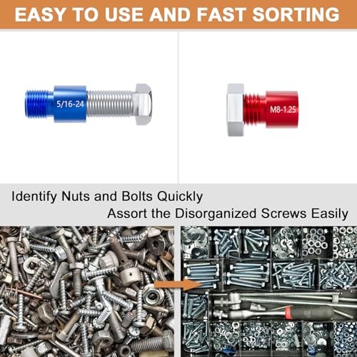 Nut & Bolt Thread Checker - 44PCS Independent Assembly Size Checker, Practical