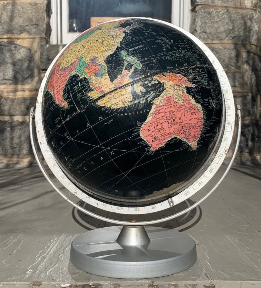 Vintage Globe 12" Replogle Starlight On Metal Base Ca. 1959