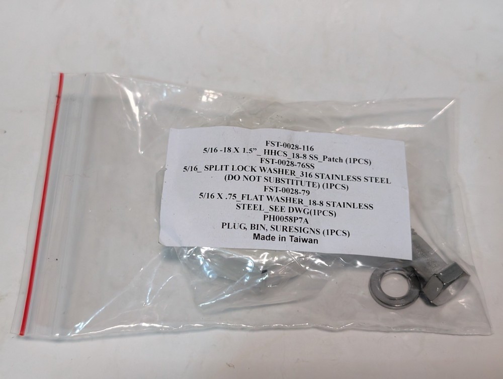 Hardware Assy Kit for Philips SureSigns: Hex Screw, Split Lock, Washer, Bin Plug