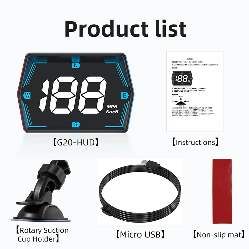 Car Digital Speedometer Head-up Display Security Overspeed Alarm Speed Compass