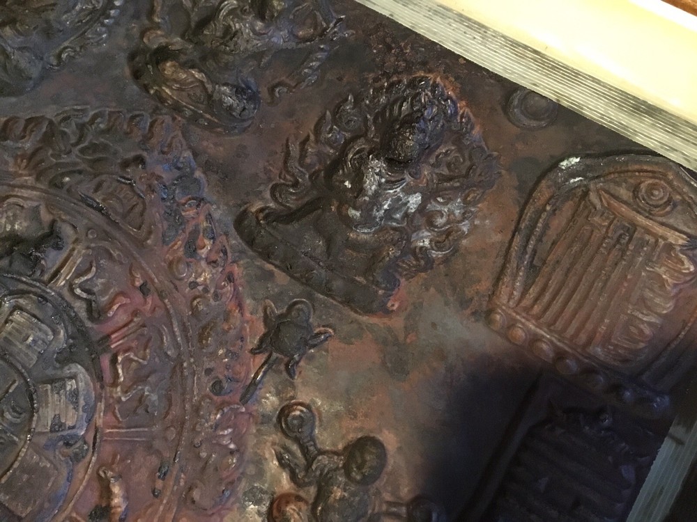 AUTHENTIC RARE 19THCENTURY -TIBET- COPPER MANDALA PLATE PLAQUE PANEL COOL!