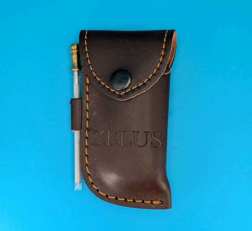 Zelus Damascus Blade Plain Edge Lockback Knife! With Leather Sheath!