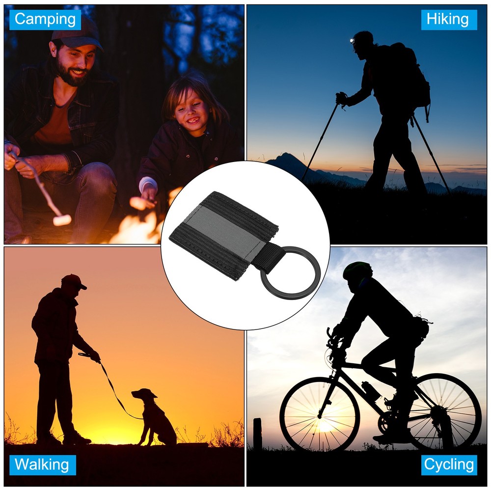 6 Pcs Reflective Keychain Tags, Reflective Zipper Pulls, Black/Green/Blue