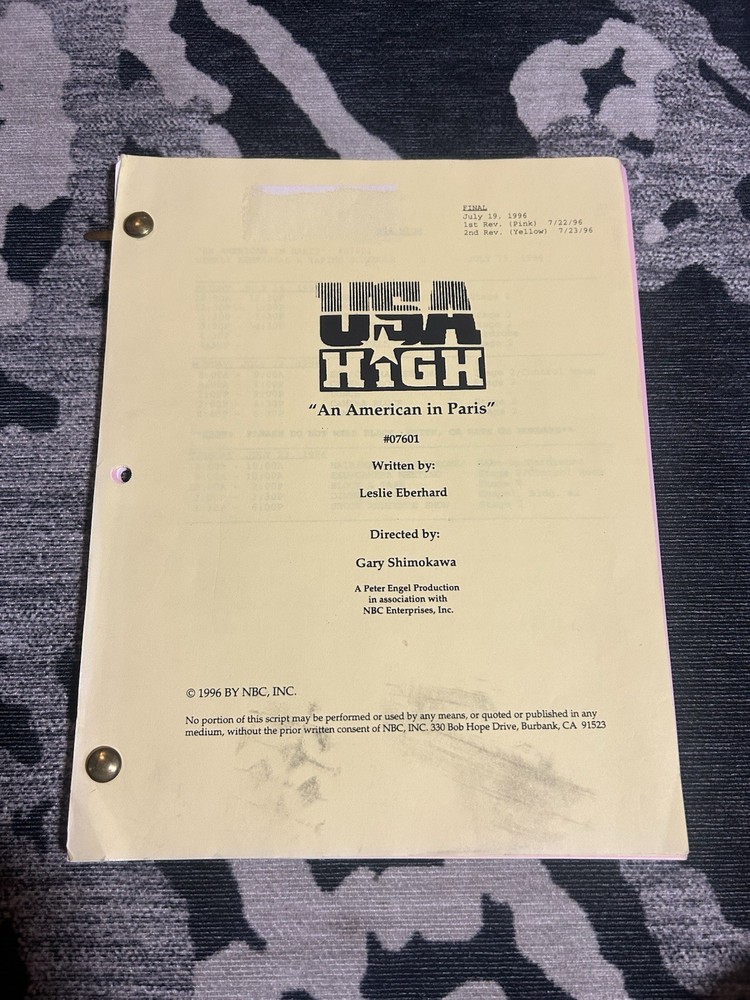 USA HIGH / Rob Hammersley 1996 TV Script, Elena Lyons "Jackson's Dilemma"