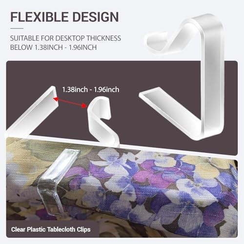24 Pack Big Size Transparent Clear Plastic Tablecloth Clips, Windproof Table