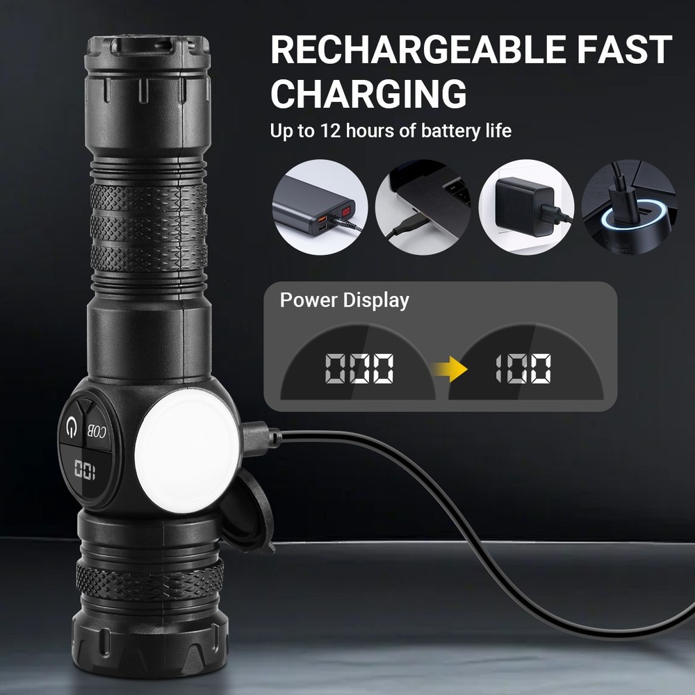 Super Bright 99000000 Lumen LED Flashlight Rechargeable Magnetic LED Work Lights