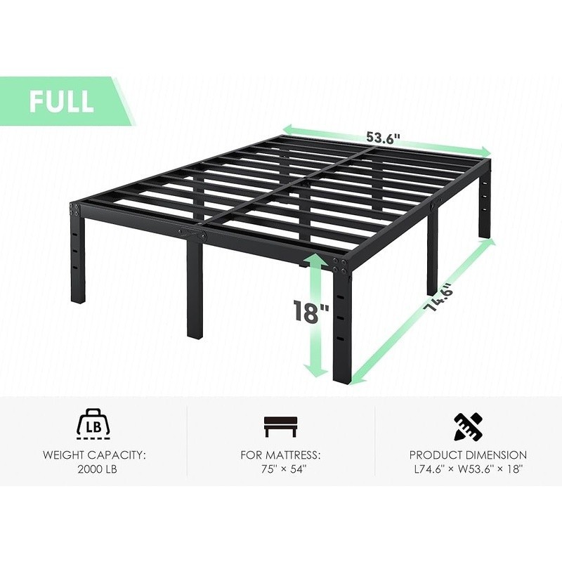 Sturdy Full Bed Frame No Box Spring Needed Quick Assembly Extra Storage Space US