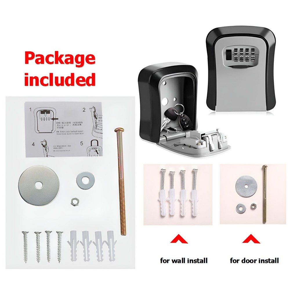 4 Digit Key Safe Lock Box Combination Wall Mount Security Storage Case Organizer