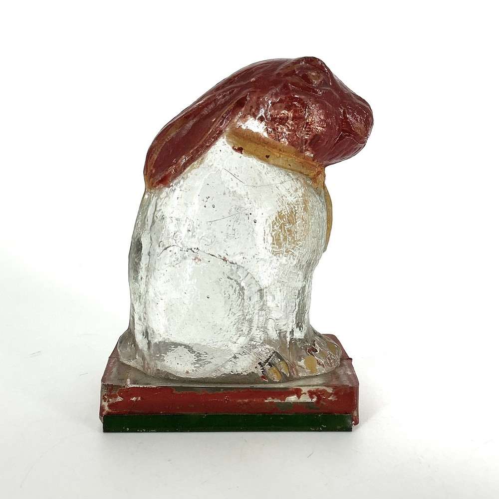 Antique Glass Candy Container Rabbit with Original Paint and Base