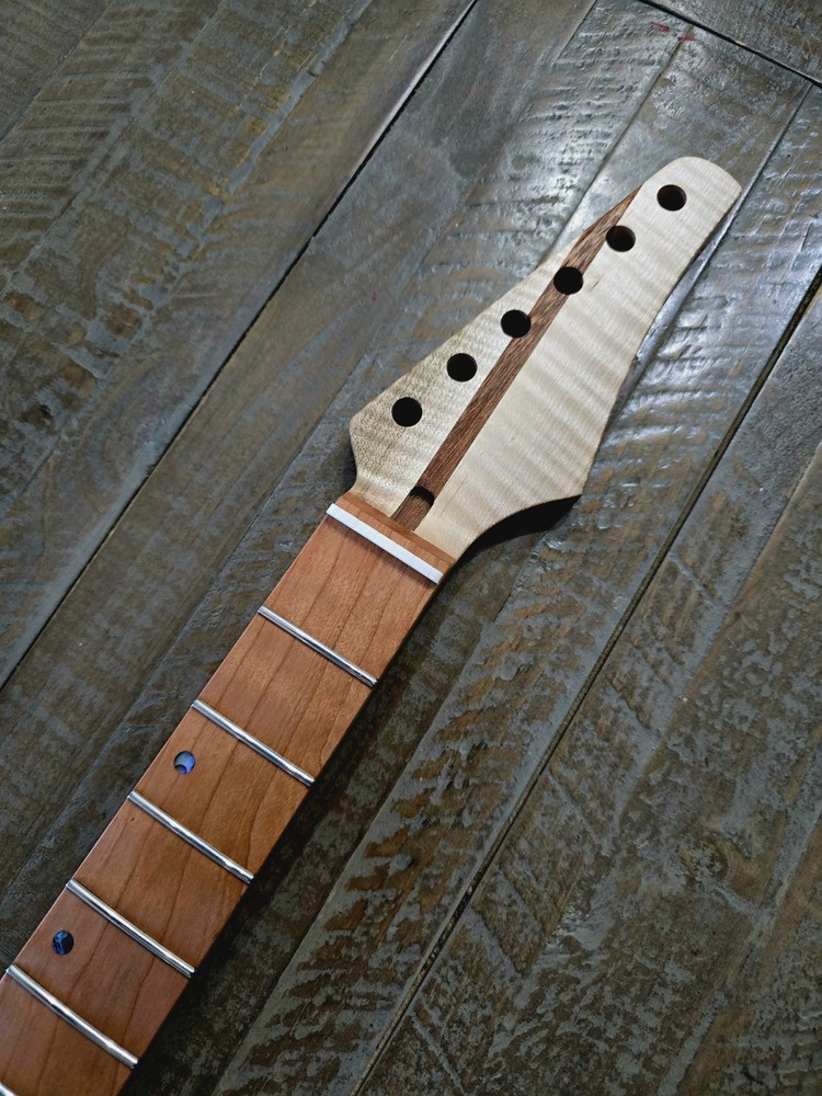 Guitar Neck, Cherry on Flame Maple and Sapele