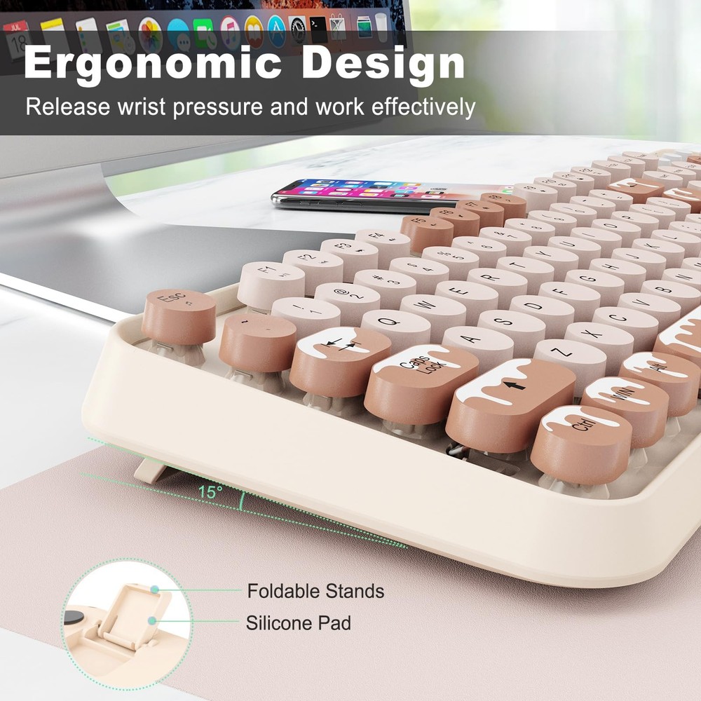 Wireless Keyboard and Mouse Combo, 2.4 GHz Wireless Full-Sized Typewriter Key...