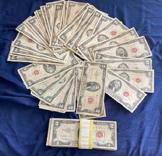 1953 Two Dollar Bills • Well Circulated Two Dollar ($2) Red Seal Notes • 1 Bill