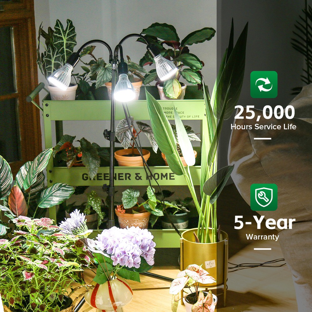 LED Grow Light with Adjustable Tripod Stand Full Spectrum with Replaceable Bulbs