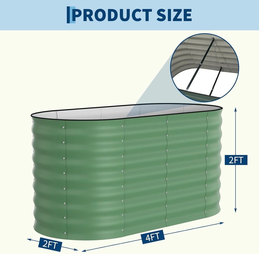 Galvanized Steel Raised Garden Bed 2-Pack, Rustproof Planter Box Easy Assembly