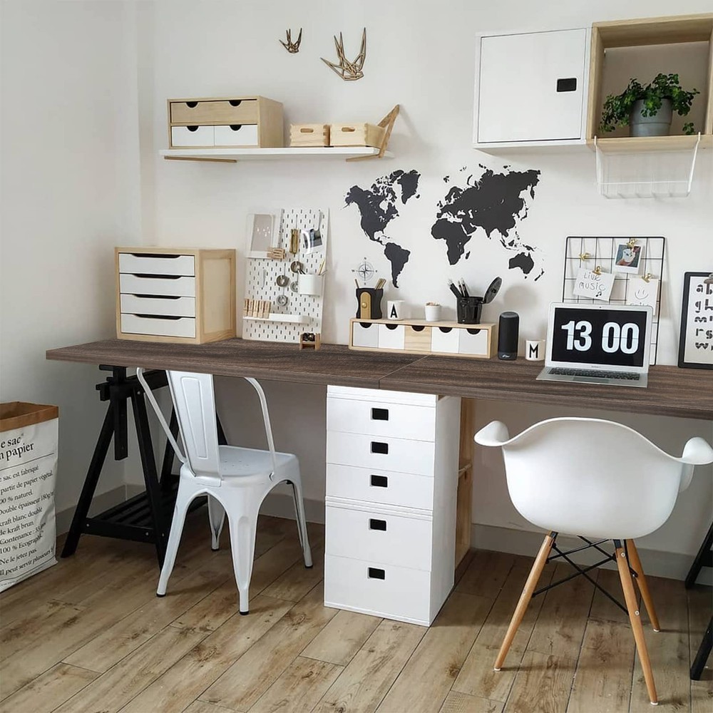 Universal Tabletop 45.67"x23.62", Solid -Piece Melamine Table Top, Double Des...