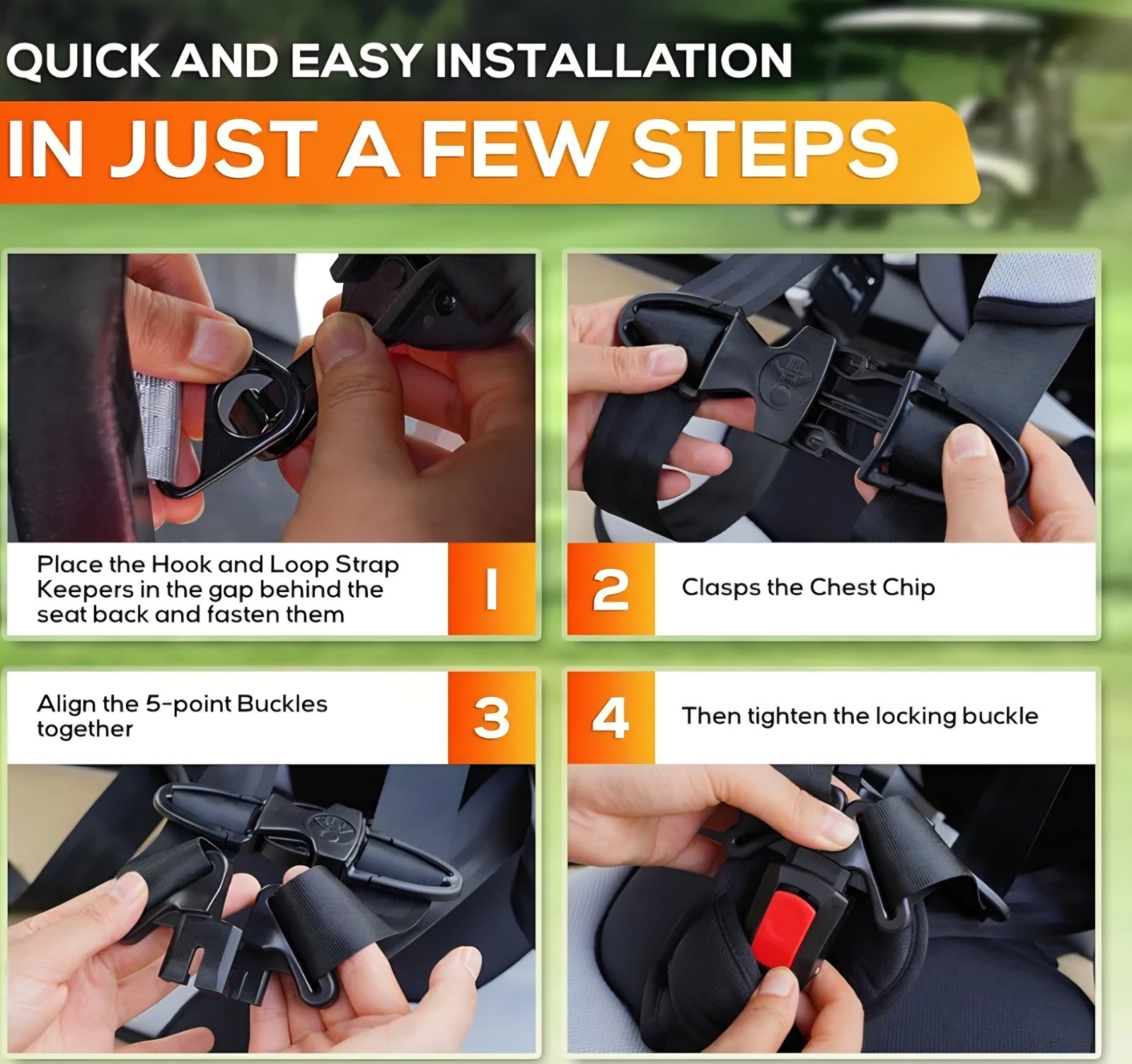 Golf Cart Child Positioner for Golf Carts, 5-Point Positioner