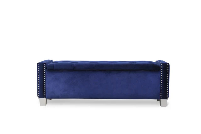 Blue Velvet Storage Bench