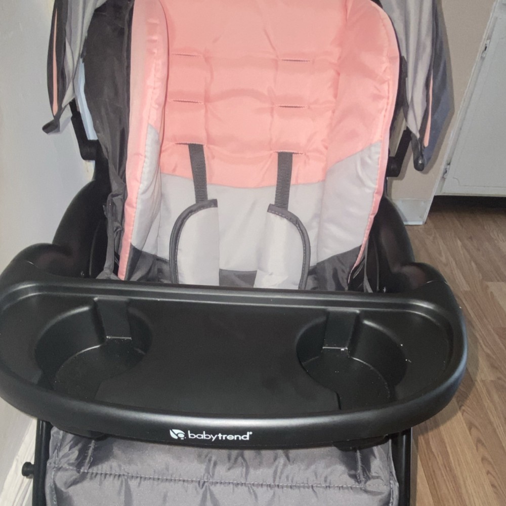 Baby Trend Single Stroller Gray Pink Cup Holder Canopy Adjustable Backrest