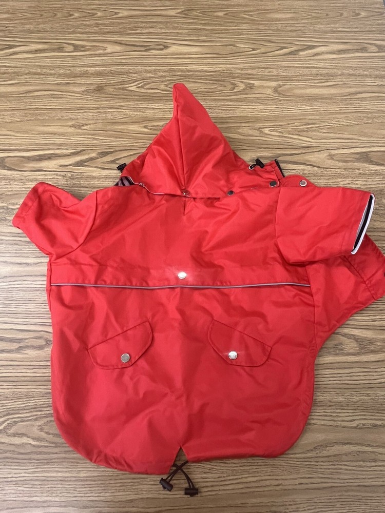 HDE Double Layer Red Rain Jacket With Hood For Large Dog