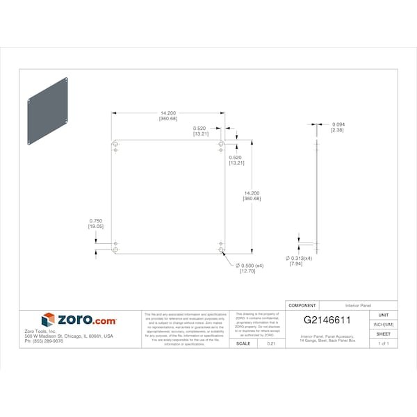 Wiegmann Np1616c Interior Panel, 14 Gangs, Steel, Back Panel Box Type
