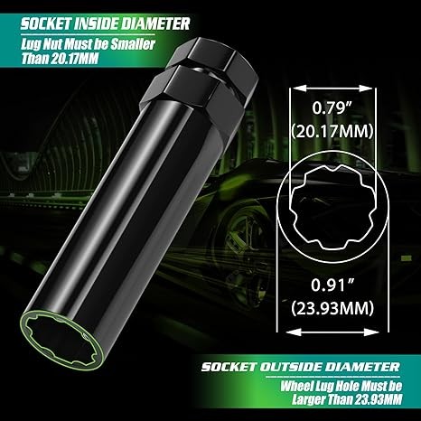 7 Spline Lug Nuts Socket Key - 20mm Hex Socket for Size: 7 SplineStyle: 1 Pcs