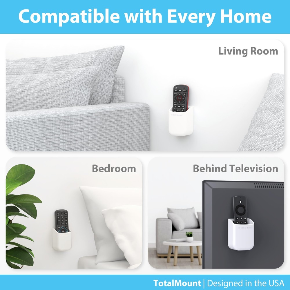 TotalMount Universal Remote Control Holder – Attaches Medium, Premium White