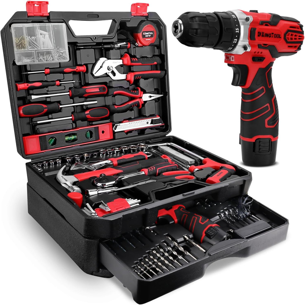 276-Piece Tool Set Kit - Tool Kit with 12V Cordless Power Drill Driver Toolbox S