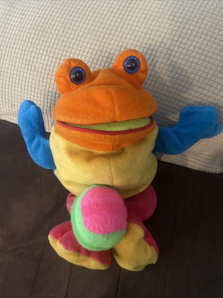 VTG. COMMONWEALTH PLUSH GOBBLE BALL COLORFUL FROG PUPPET,one HOOK & LOOP BALL