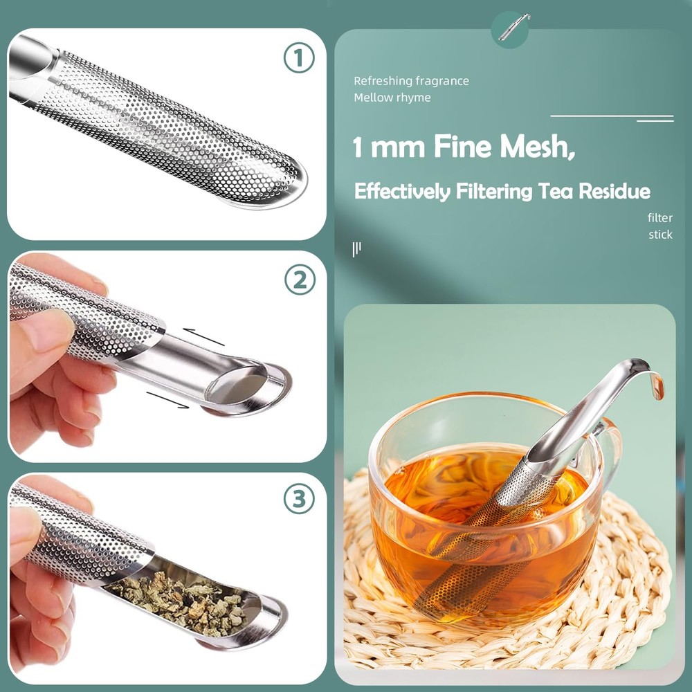 Tea Infusers 2-Pack Extra Fine Mesh Strainer with Long Handle for Loose Tea