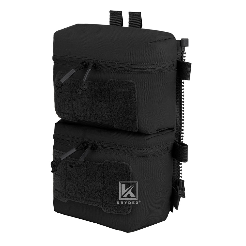 Krydex Tactical Back Panel Double Pouch Assault Zip Modular Backpack for V5 vest