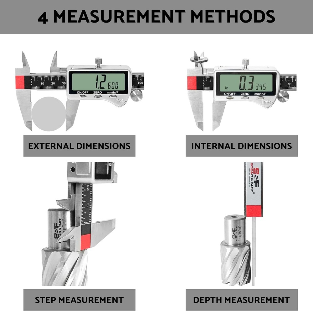 Digital Vernier Caliper Measuring Tool 6-inch Extra-Large LCD Display