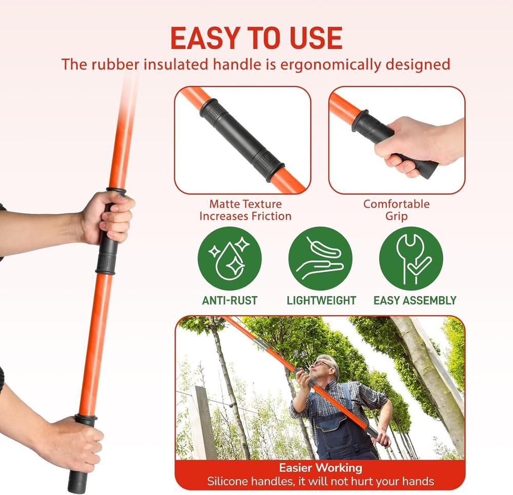 Manual Pole Saw for Tree Trimming, 26 ft Extendable Tree Pruner